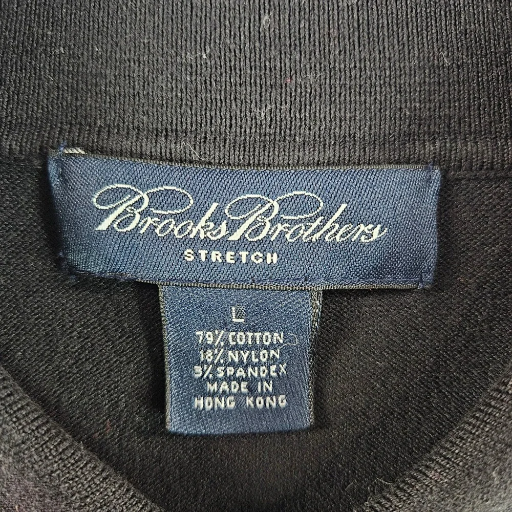Brooks Brothers Stretch Mens Large Black‎ Long Sleeve Polo Sweater Cotton Blend